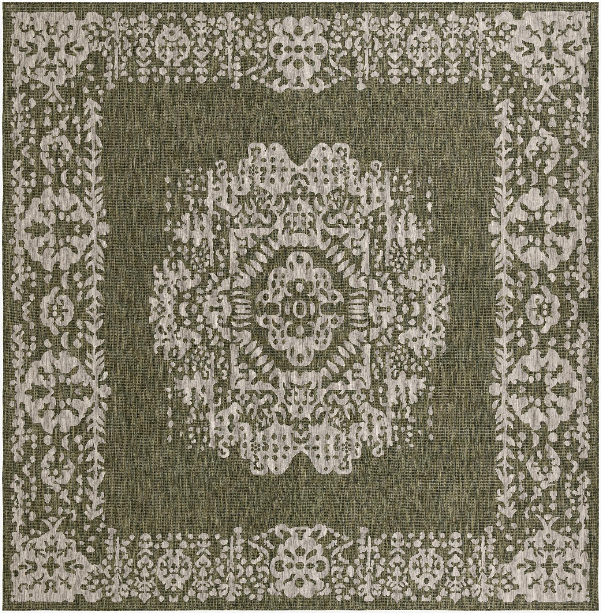 13' x 13'  Washable Traditional Indoor / Outdoor Square Rug