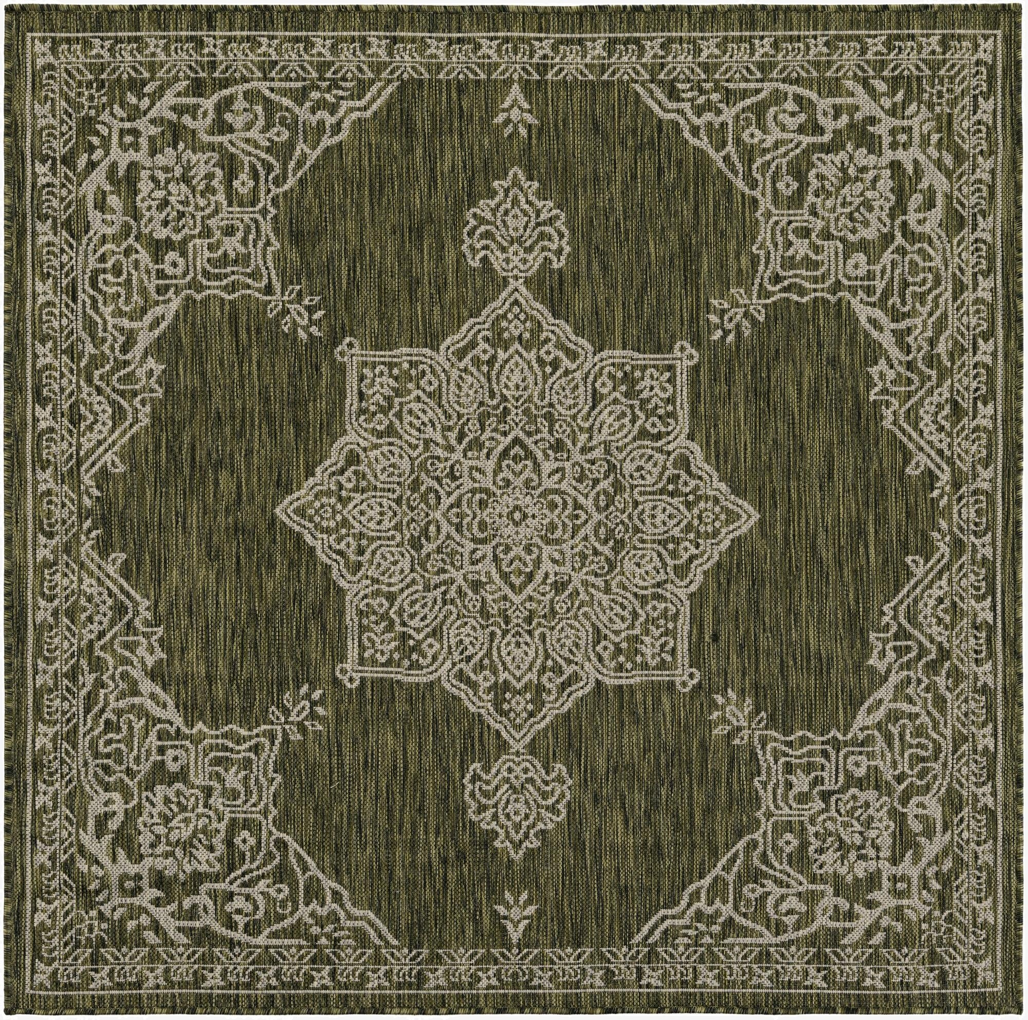 5' 3 x 5' 3  Washable Traditional Indoor / Outdoor Square Rug