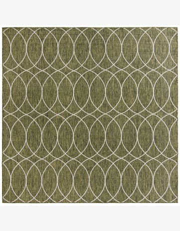 Green Easy-Clean Trellis Indoor / Outdoor Square Rug
