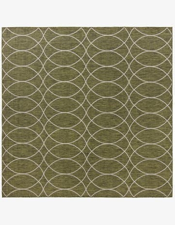 Green Easy-Clean Trellis Indoor / Outdoor Square Rug
