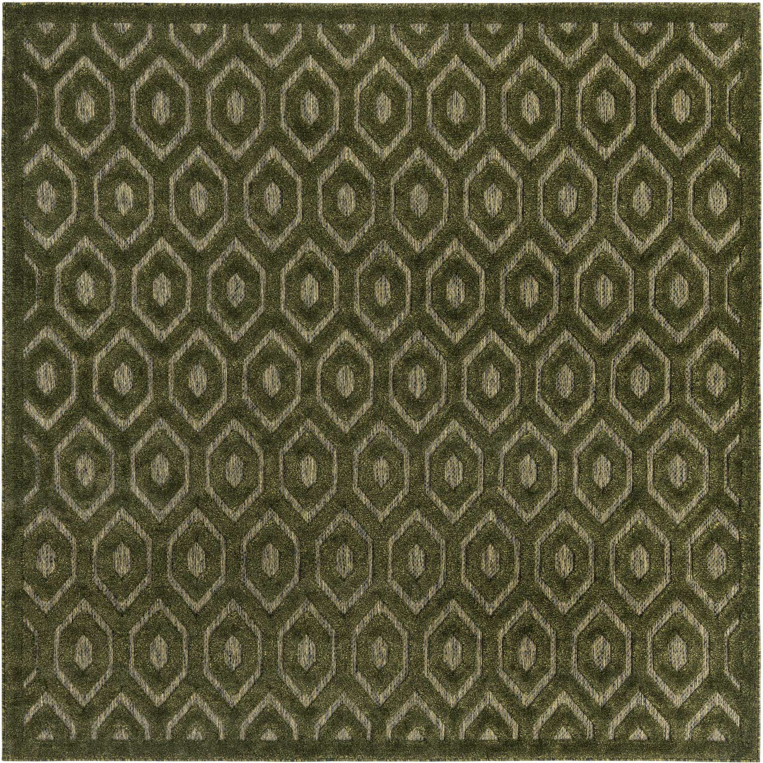 7' 10 x 7' 10 Easy-Clean Trellis Textured Indoor / Outdoor Square Rug