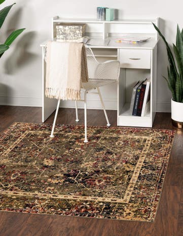 Green Saturn Square Rug