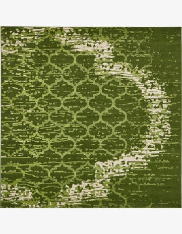 Green Trellis Square Rug