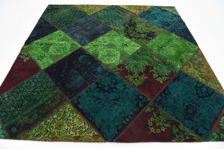 6' 8 x 6' 9 Hand Knotted Ultra Vintage Persian Wool Square Rug