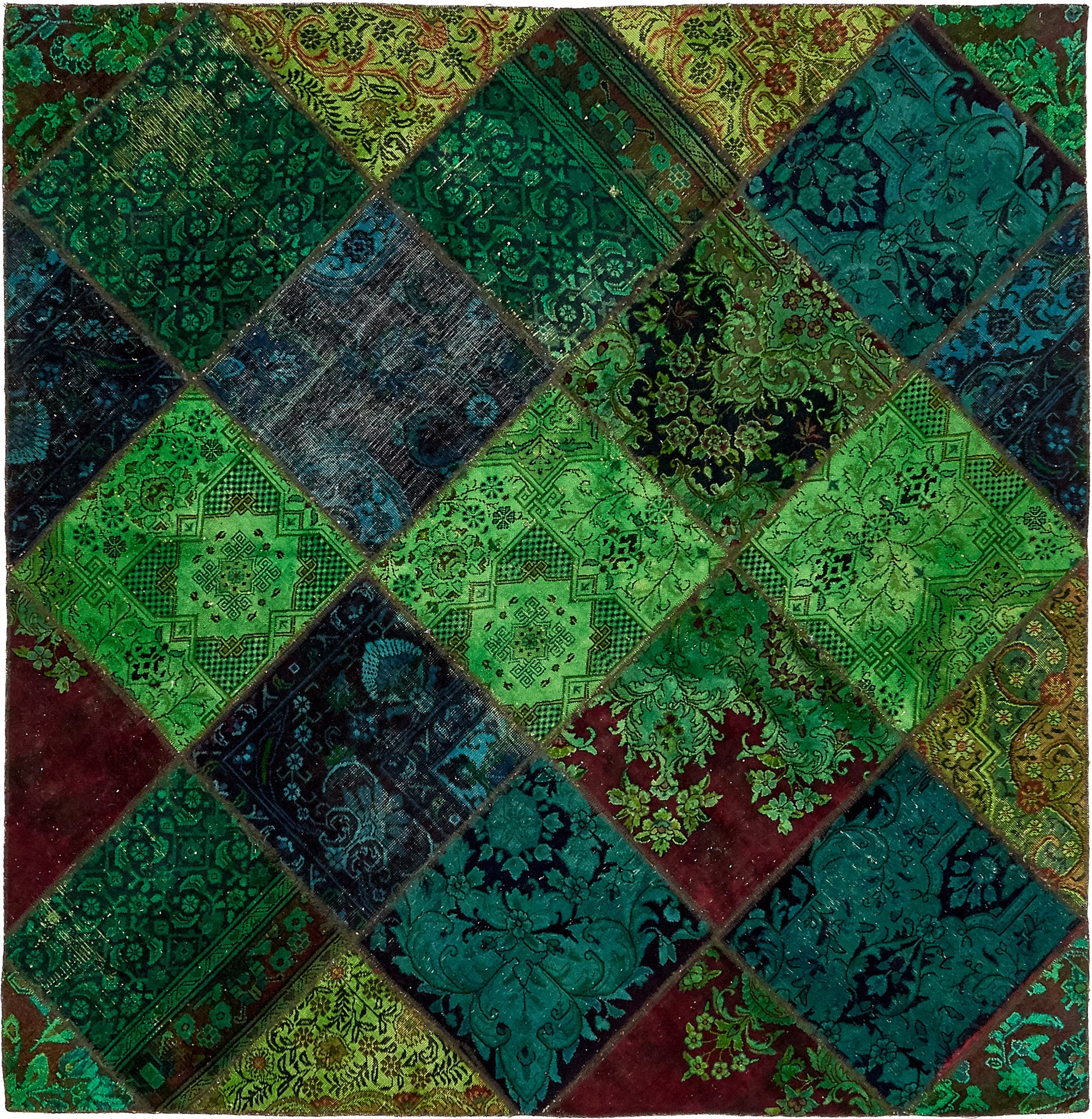 6' 8 x 6' 9 Hand Knotted Ultra Vintage Persian Wool Square Rug