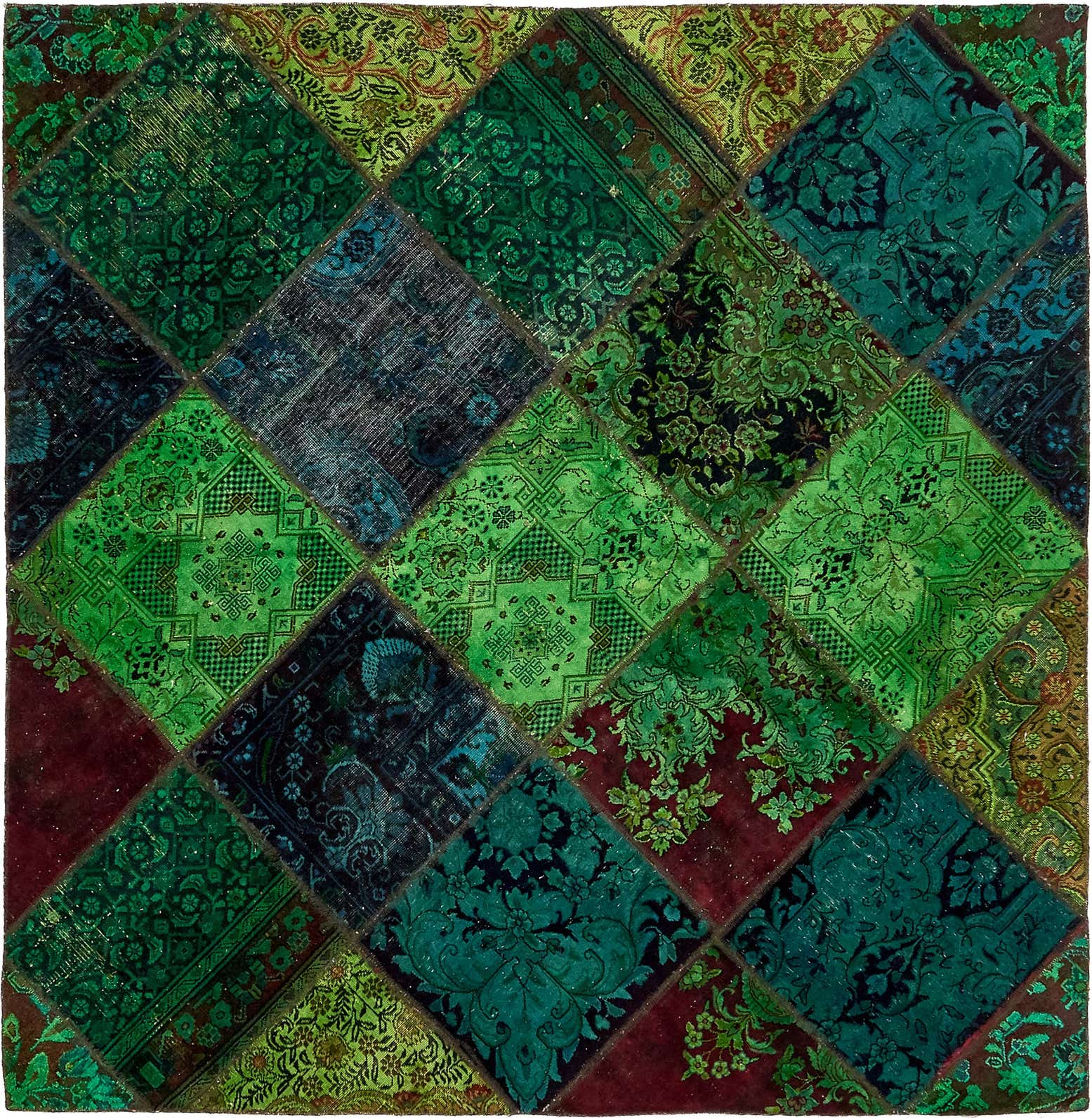 6' 8 x 6' 9 Hand Knotted Ultra Vintage Persian Wool Square Rug