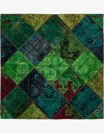 6' 8 x 6' 9 Hand Knotted Ultra Vintage Persian Wool Square Rug