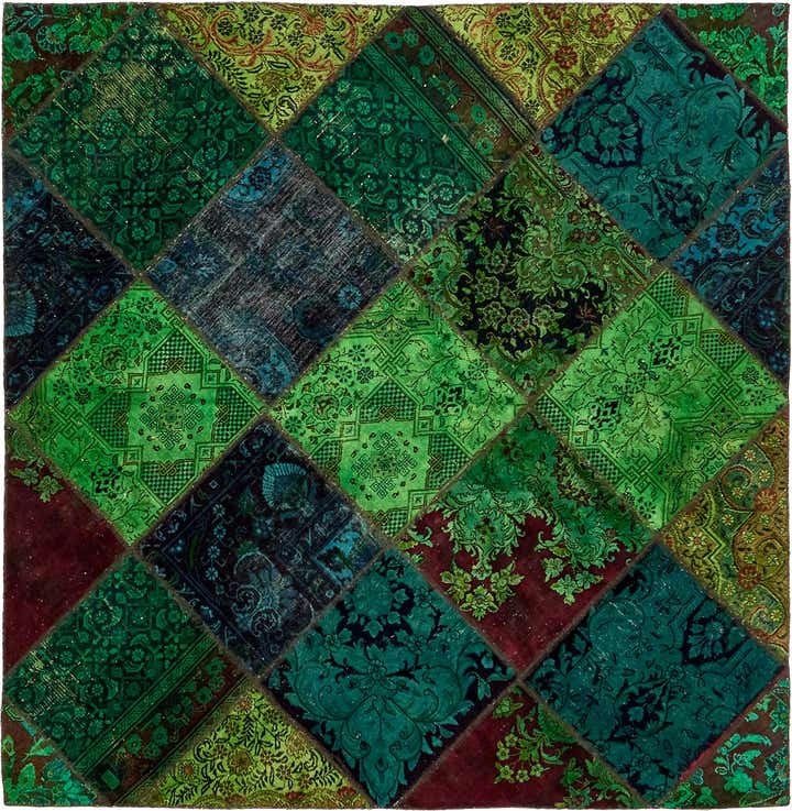 6' 8 x 6' 9 Hand Knotted Ultra Vintage Persian Wool Square Rug