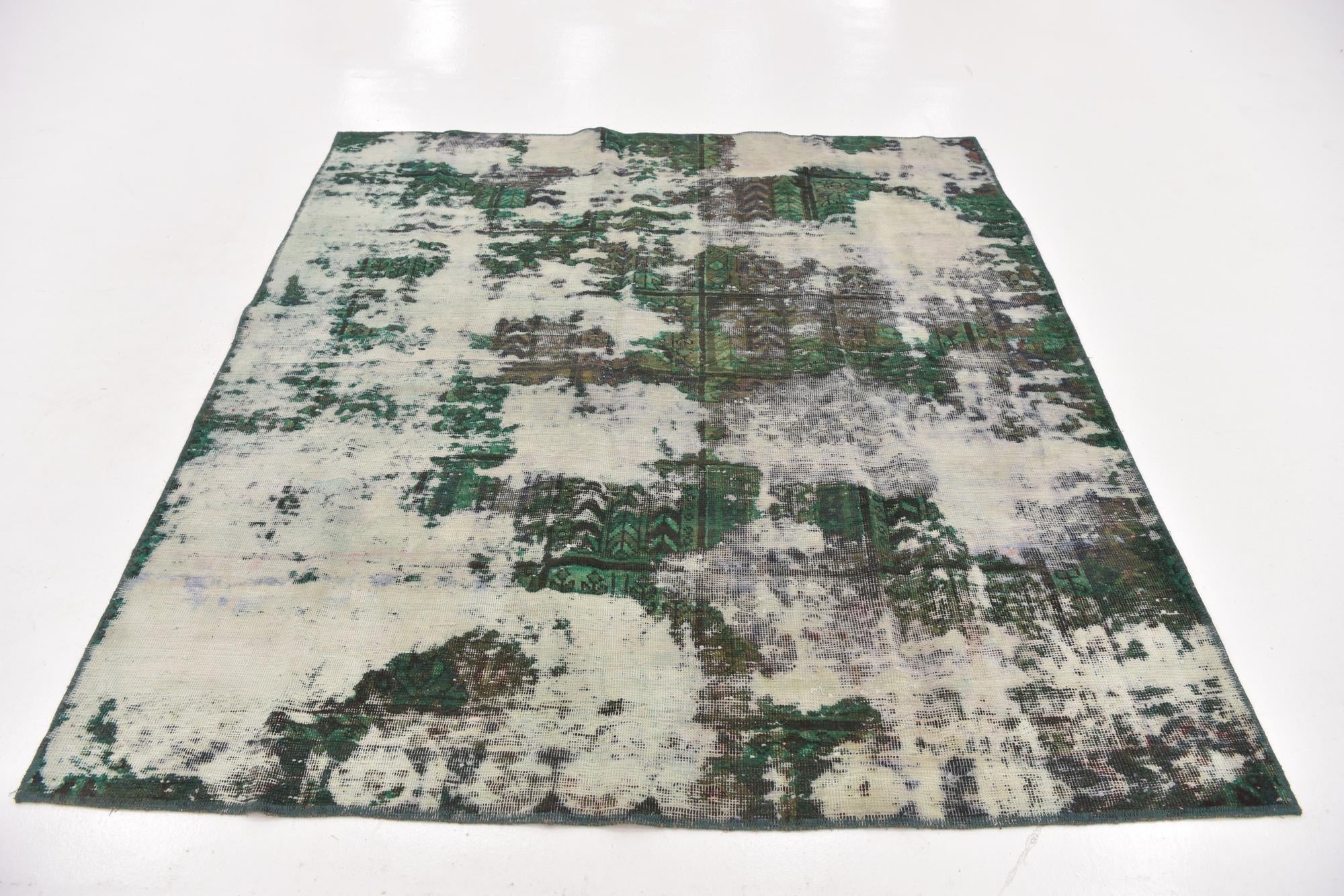6' x 6' 6 Hand Knotted Ultra Vintage Persian Wool Square Rug