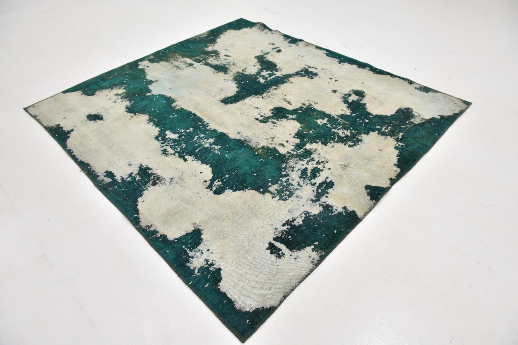 6' 8 x 7' 3 Hand Knotted Ultra Vintage Persian Wool Square Rug