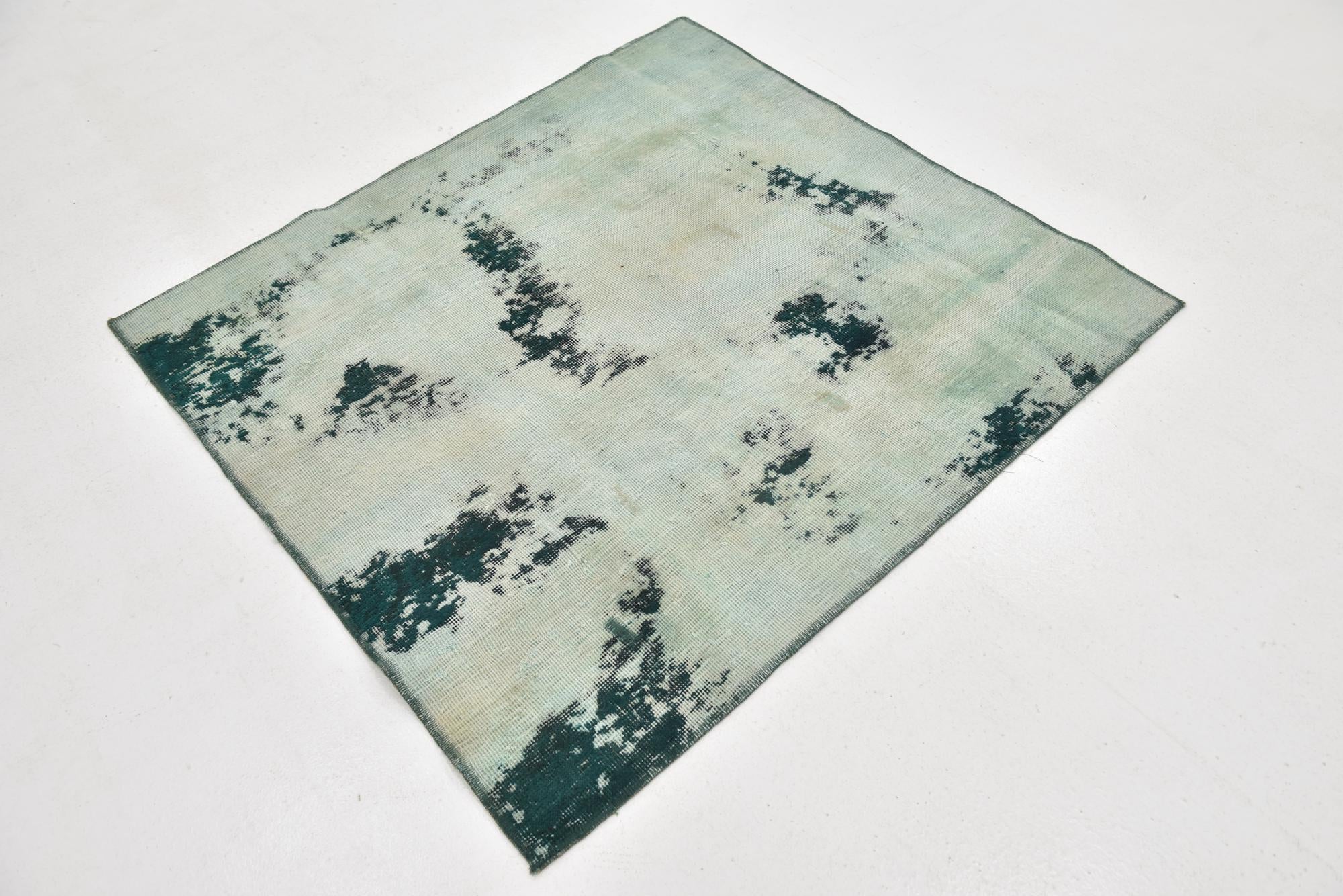 4' x 4' 3 Hand Knotted Ultra Vintage Persian Wool Square Rug