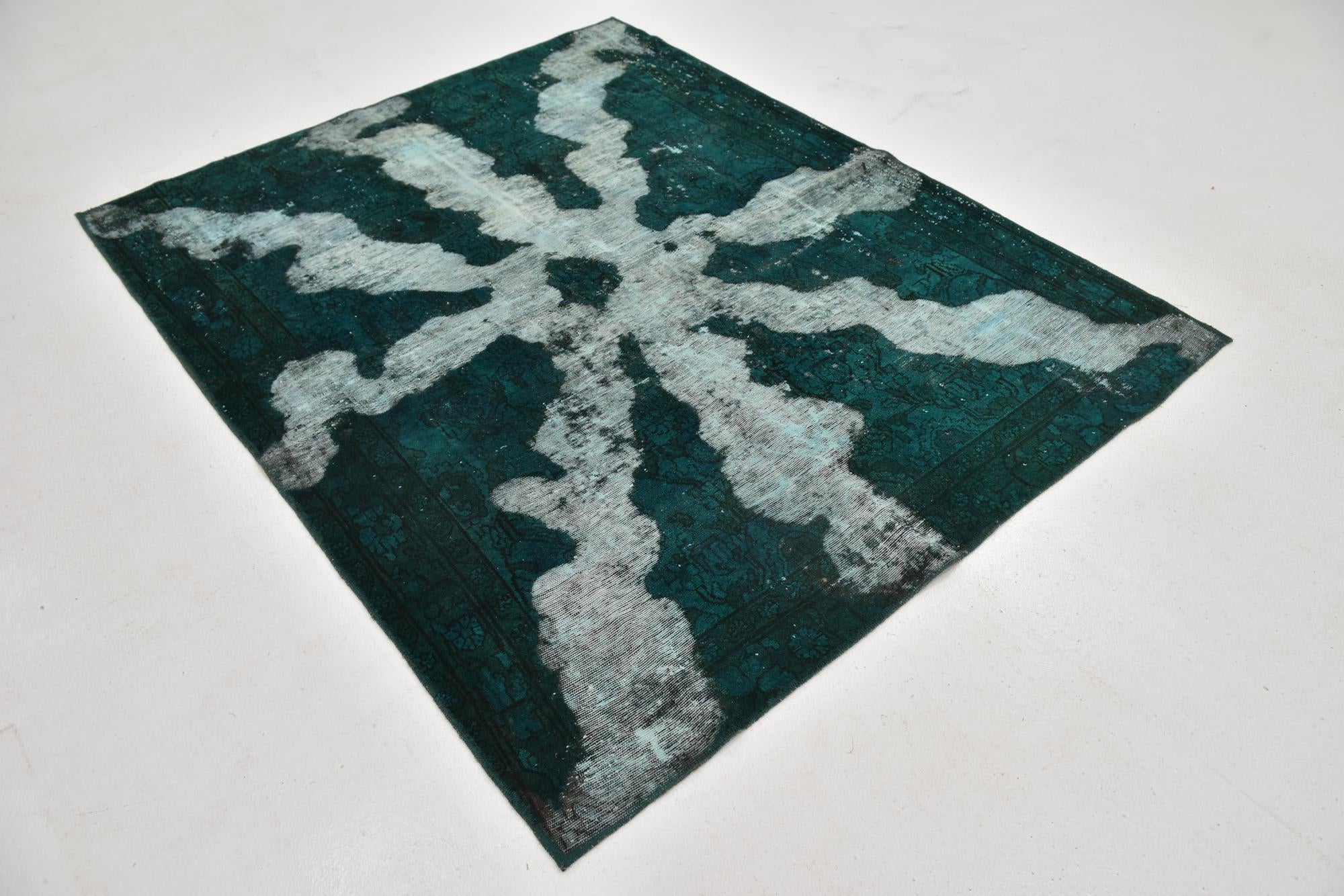 5' 2 x 6' 5 Hand Knotted Ultra Vintage Persian Wool Square Rug