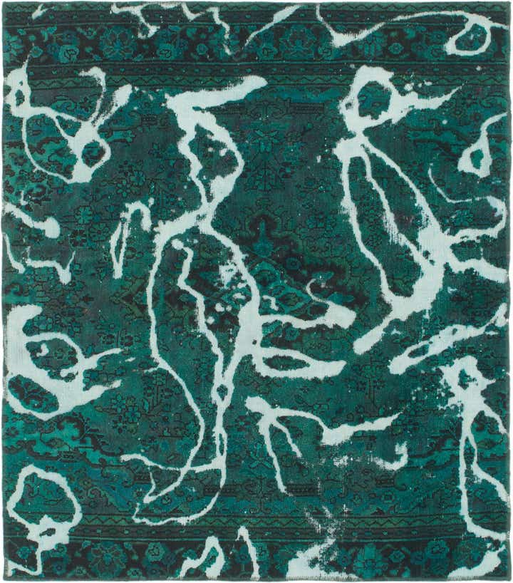 5' 5 x 6' 3 Hand Knotted Ultra Vintage Persian Wool Square Rug