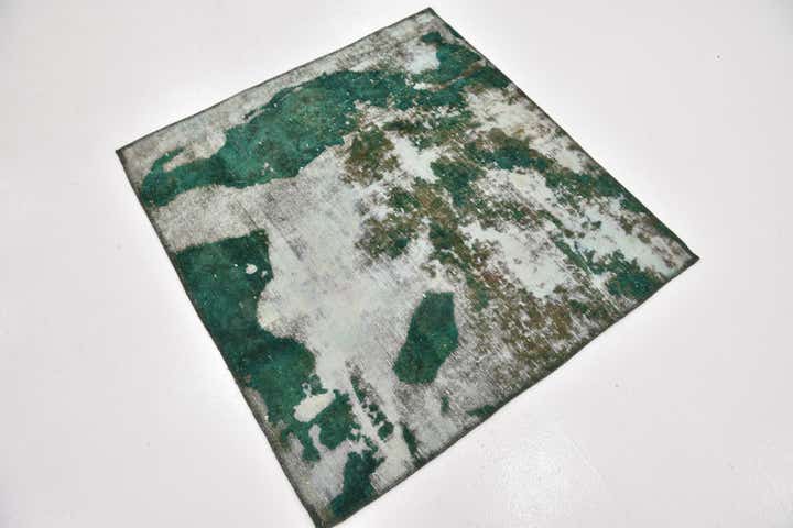 3' 9 x 4' Hand Knotted Ultra Vintage Persian Wool Square Rug