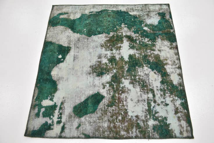 Detail image of 3' 9 x 4' Hand Knotted Ultra Vintage Persian Wool Square Rug