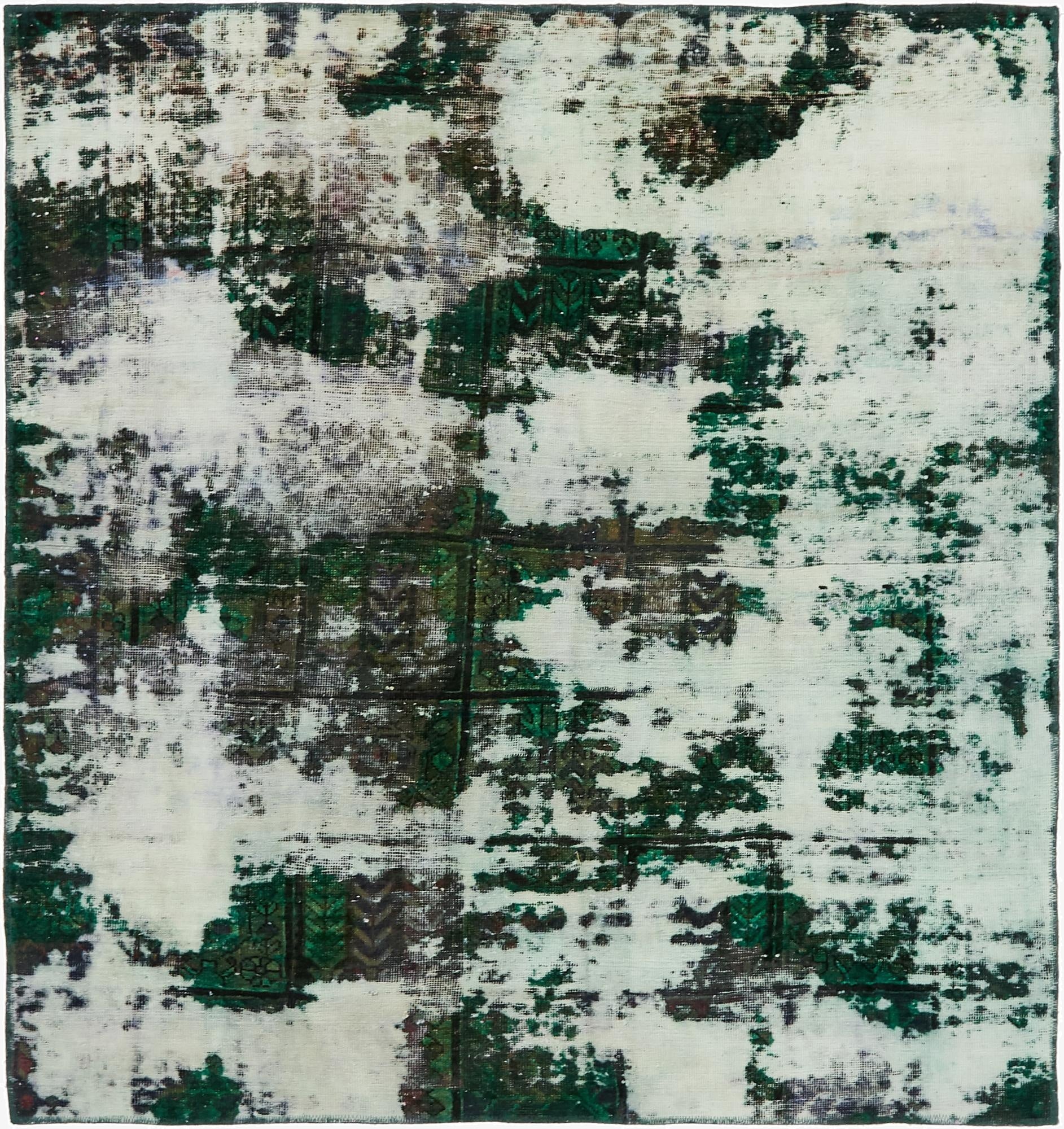 6' x 6' 6  Hand Knotted Ultra Vintage Persian Wool Square Rug