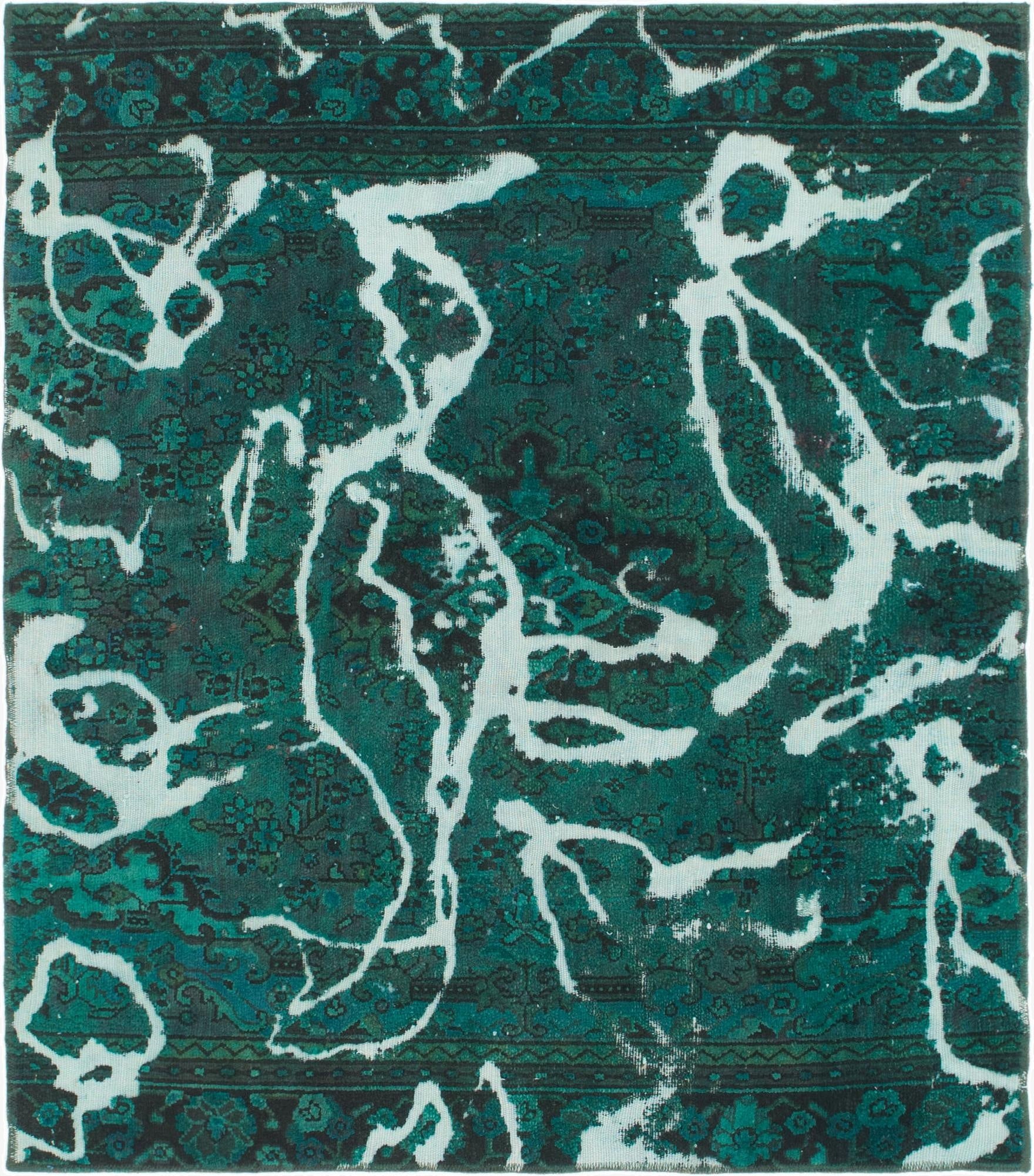 5' 5 x 6' 3  Hand Knotted Ultra Vintage Persian Wool Square Rug