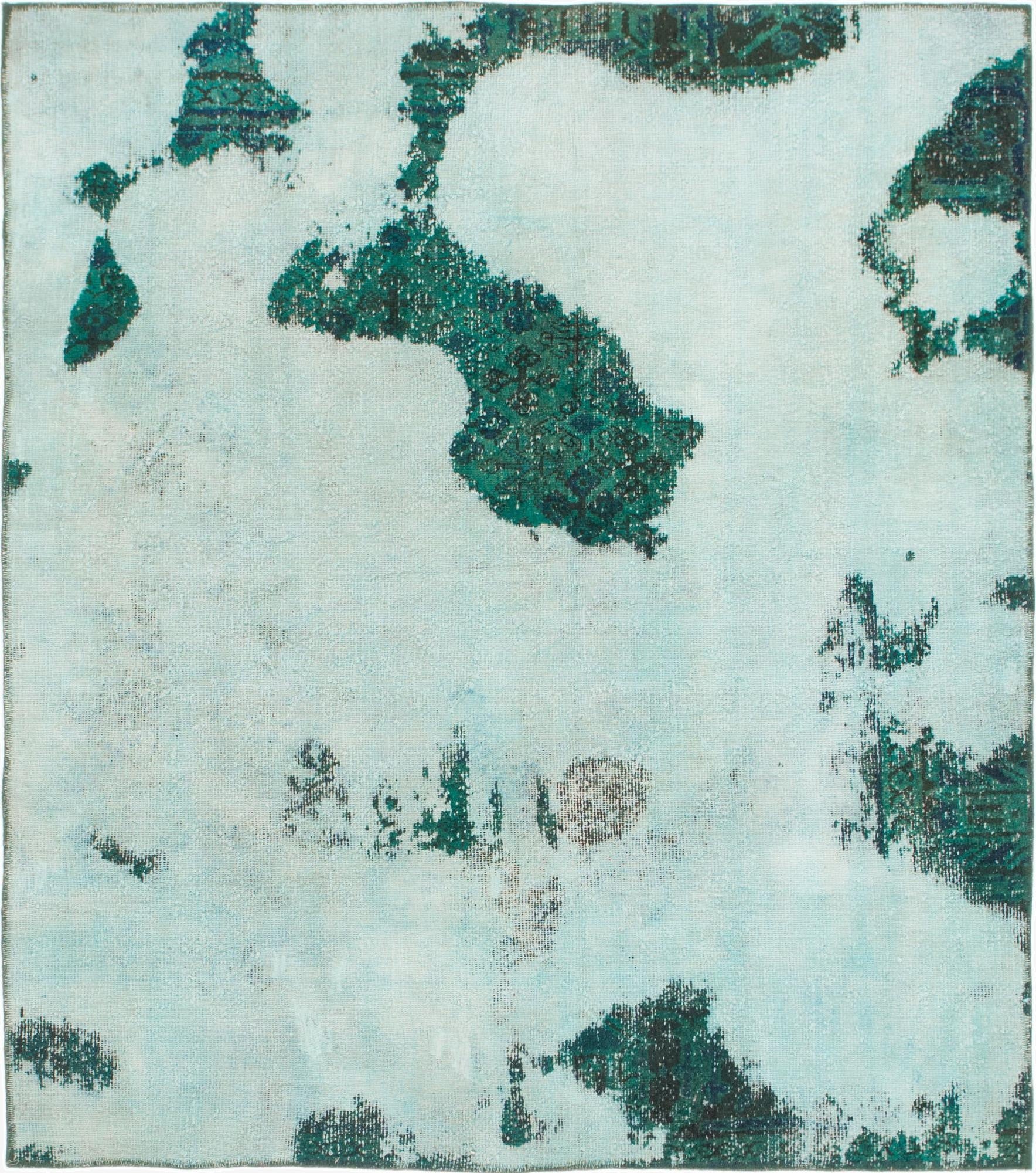 5' 8 x 6' 5  Hand Knotted Ultra Vintage Persian Wool Square Rug