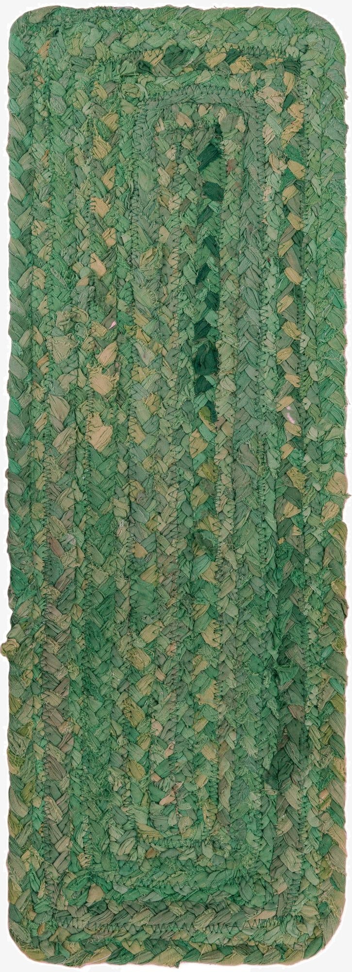 0' 9 x 2' 6  Hand Braided Chindi Stair Rug