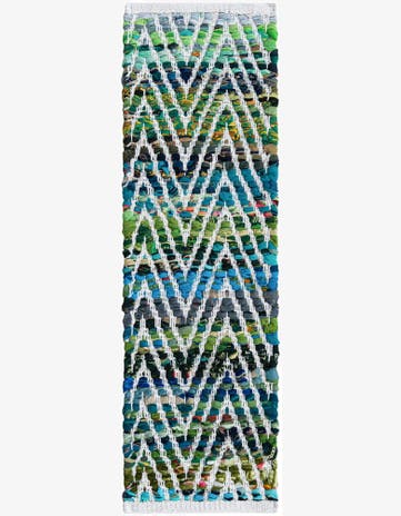 Green Hand Woven Chindi Chevron Stair Rug