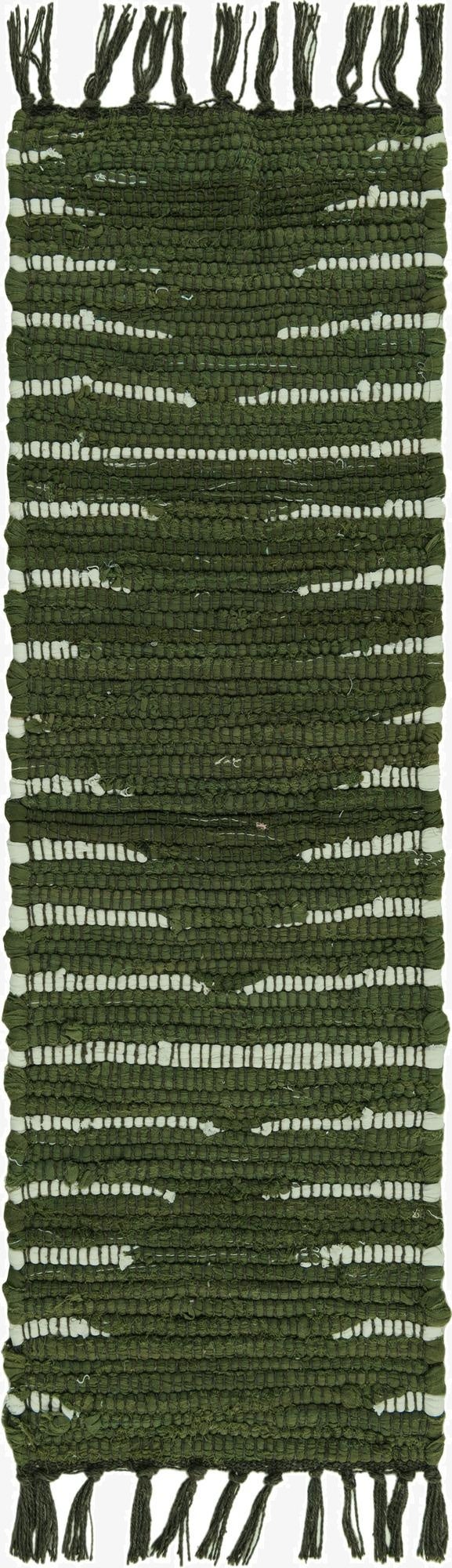 0' 9 x 2' 6  Hand Woven Chindi Cotton Stair Rug