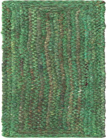 Detail image of 1' 2 x 6' 1  Hand Braided Chindi Table Runner Rug