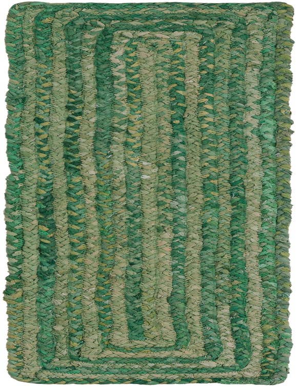Detail image of 1' 2 x 4' 1  Hand Braided Chindi Table Runner Rug