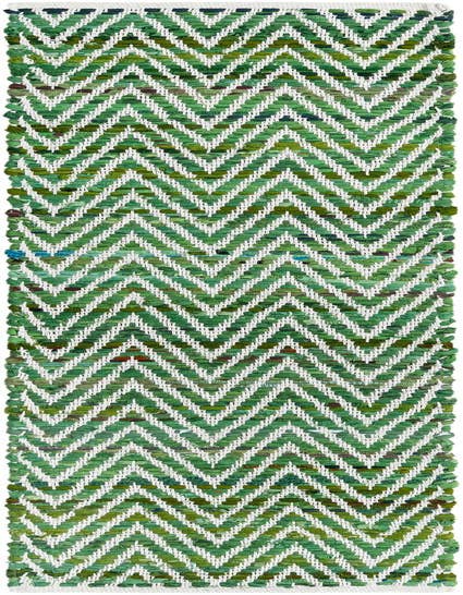 Detail image of 1' 2 x 6' 1 Hand Woven Chindi Chevron Table Runner Rug