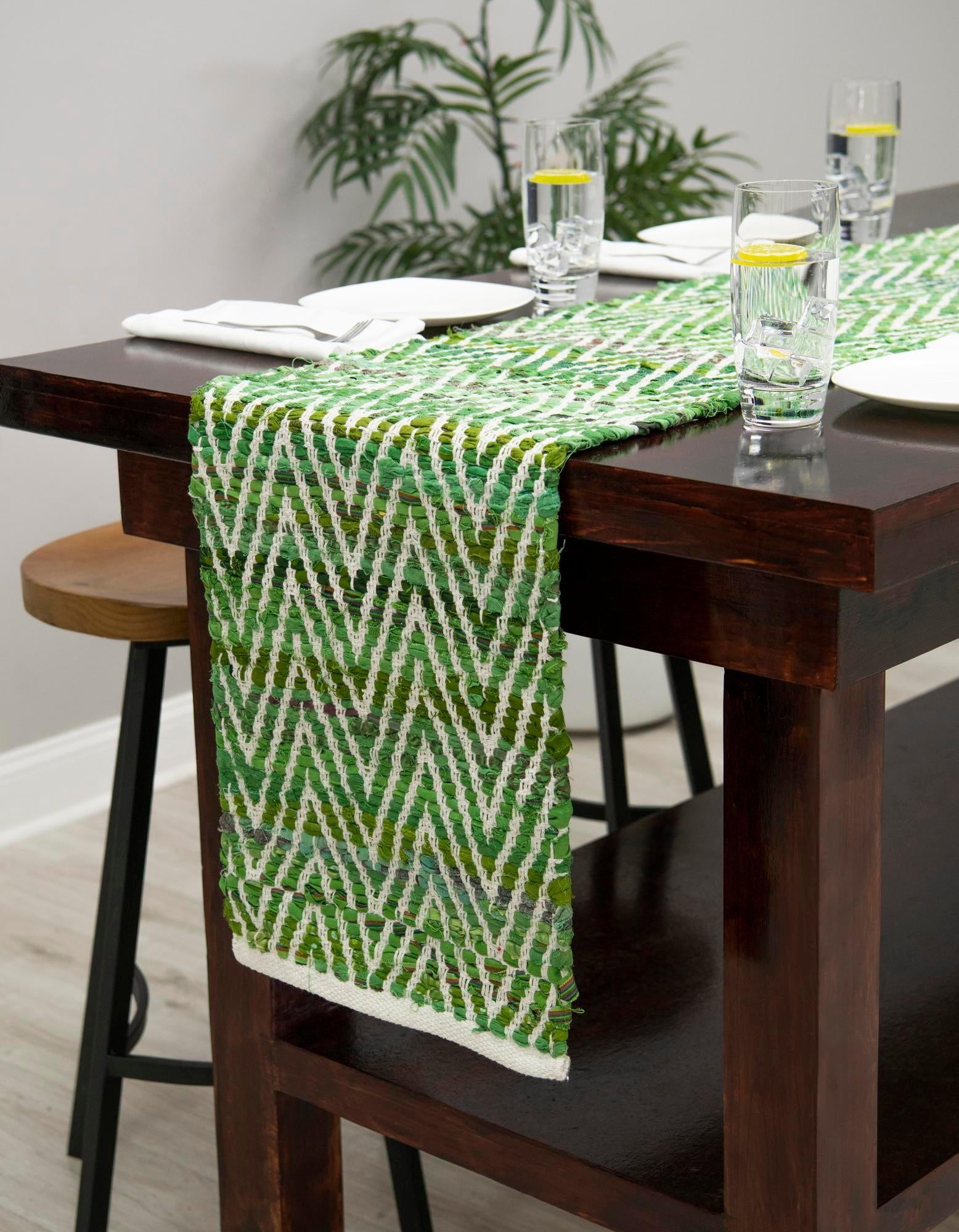 1' 2 x 8' Hand Woven Chindi Chevron Table Runner Rug