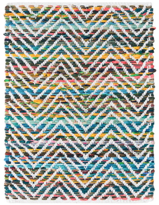 Detail image of 1' 2 x 4' 1 Hand Woven Chindi Chevron Table Runner Rug