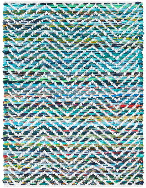 Detail image of 1' 2 x 5' 1 Hand Woven Chindi Chevron Table Runner Rug