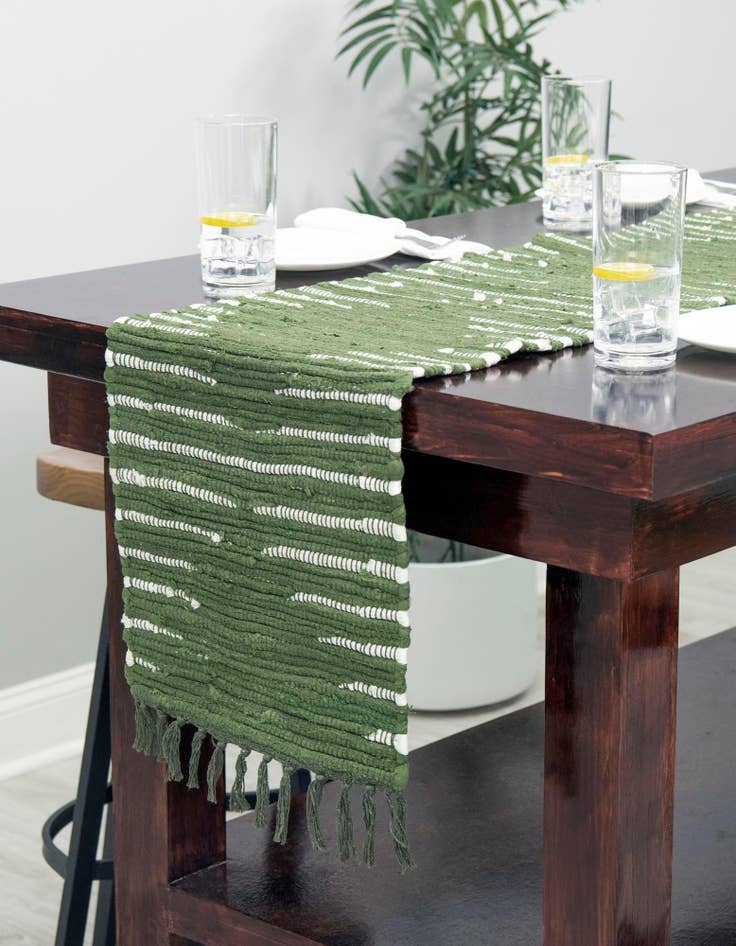Detail image of 1' 2 x 4' 1  Hand Woven Chindi Cotton Table Runner Rug