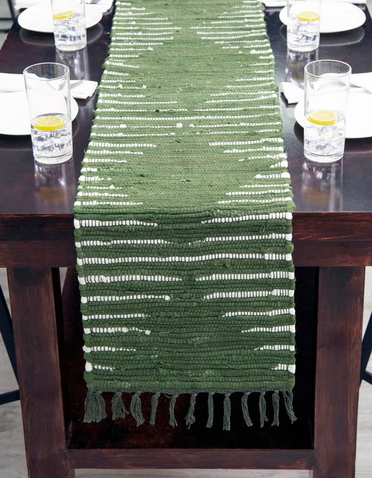 Detail image of 1' 2 x 6' 1  Hand Woven Chindi Cotton Table Runner Rug