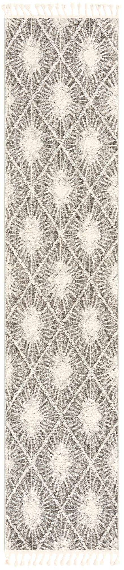 2' 7 x 12' Greenport · Diamond lattice rug, ivory and gray