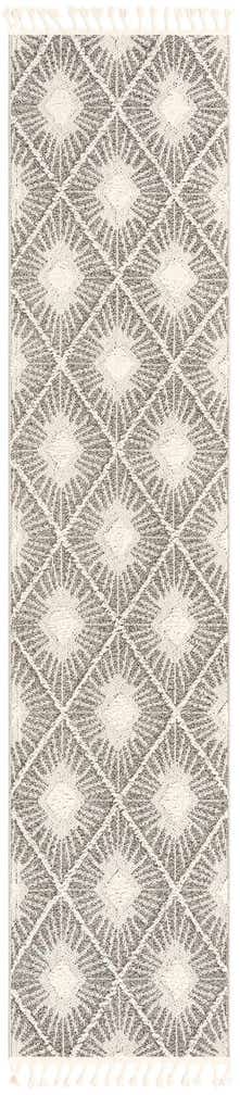 2' 7 x 12' Greenport · Diamond lattice rug, ivory and gray