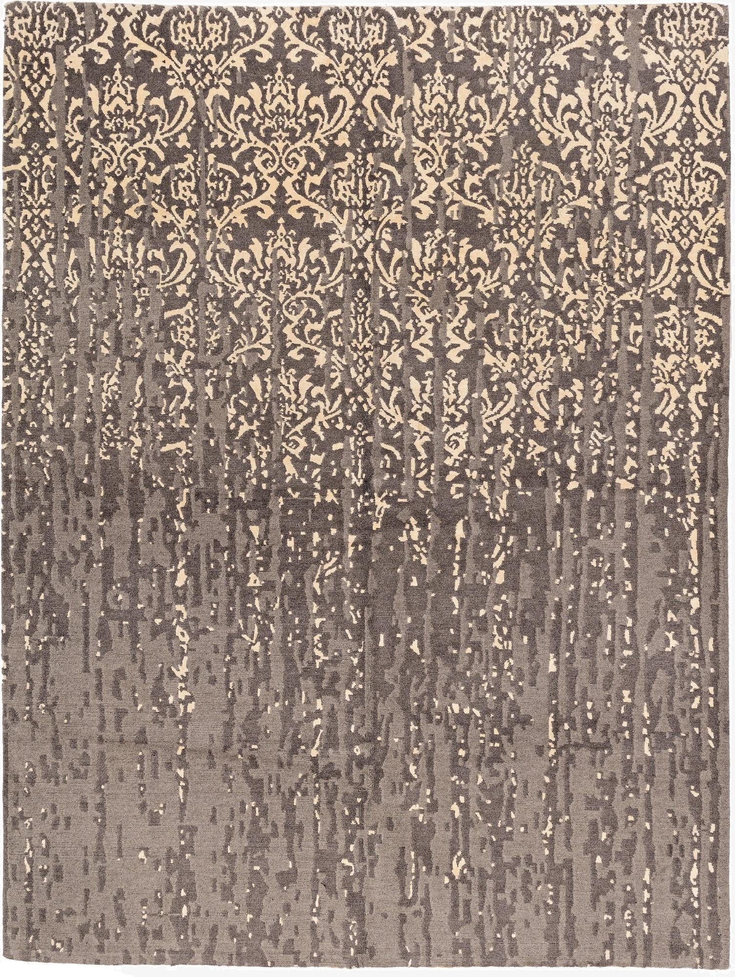 4' 11 x 6' 7 Damask with Silk Rug