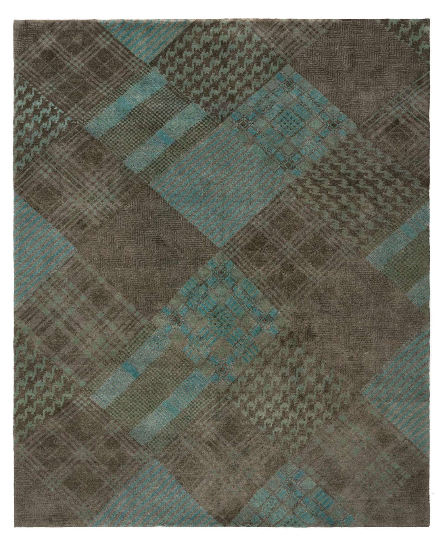 8' x 9' 10 Hand Knotted Modern Manshu Wool Rug