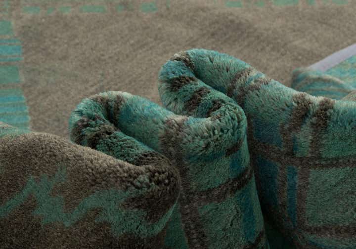 8' x 9' 9 Hand Knotted Modern Manshu Wool Rug