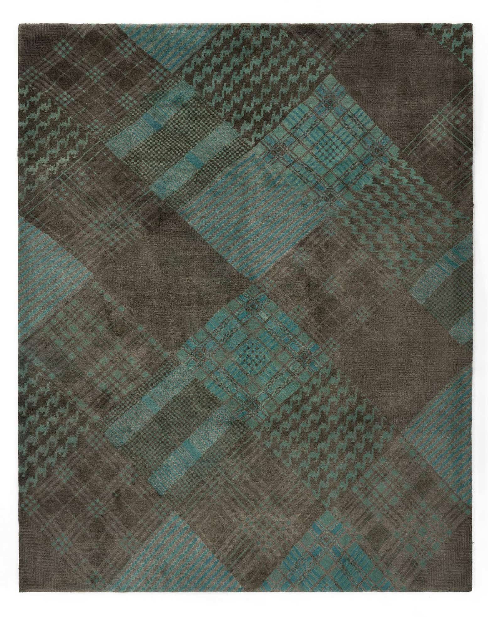 8' x 9' 9 Hand Knotted Modern Manshu Wool Rug