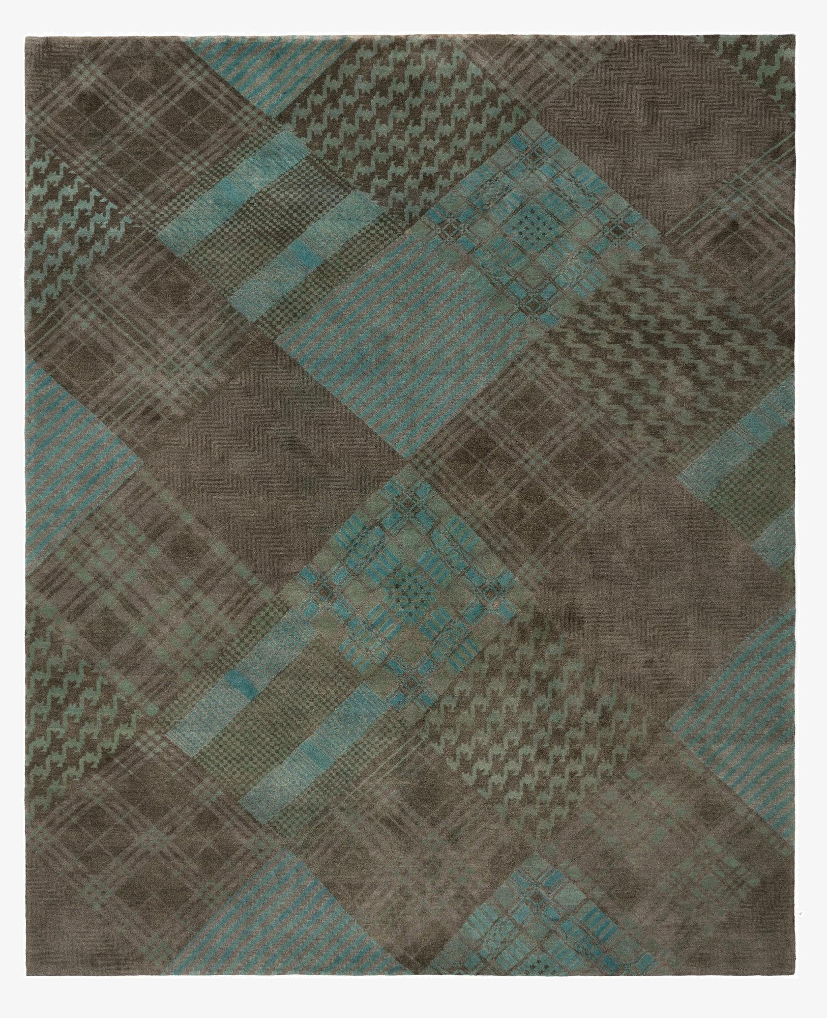 8' x 9' 10  Hand Knotted Modern Manshu Wool Rug