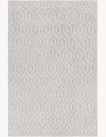 Grey Easy-Clean Trellis Textured Indoor / Outdoor Rug