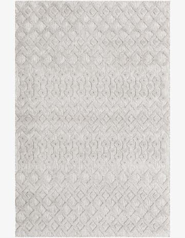 Grey Easy-Clean Trellis Textured Indoor / Outdoor Rug