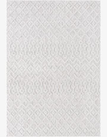Grey Easy-Clean Trellis Textured Indoor / Outdoor Rug