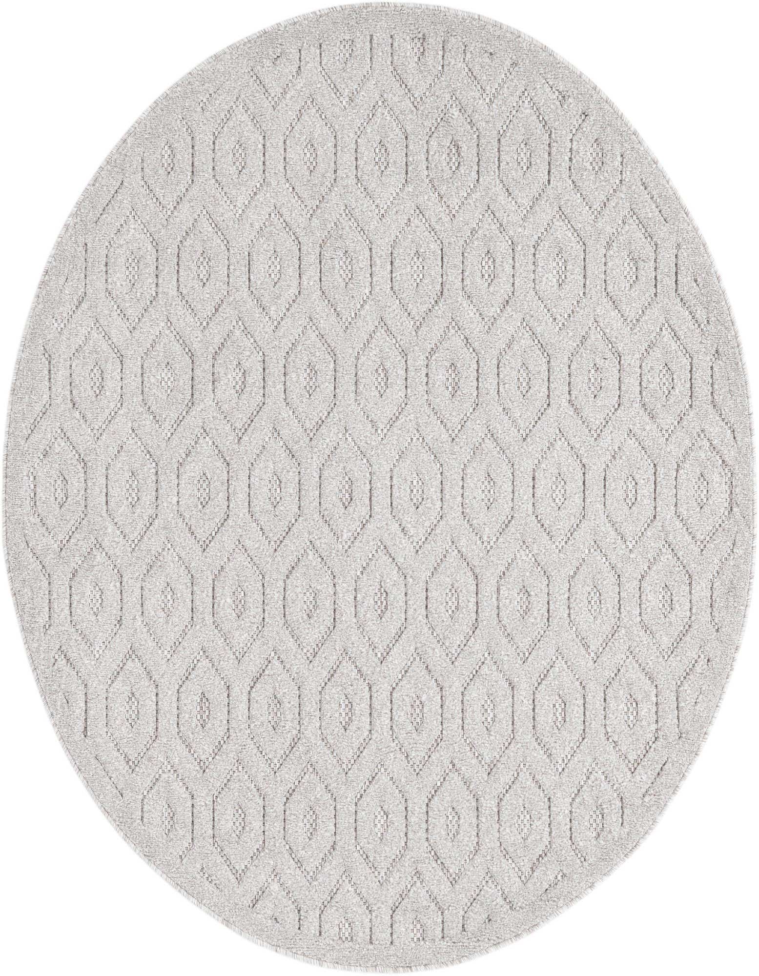 5' 3 x 5' 3 Easy-Clean Trellis Textured Indoor / Outdoor Round Rug