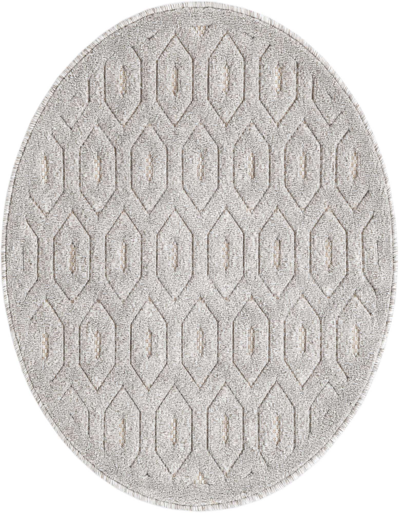 3' x 3' Easy-Clean Trellis Textured Indoor / Outdoor Round Rug