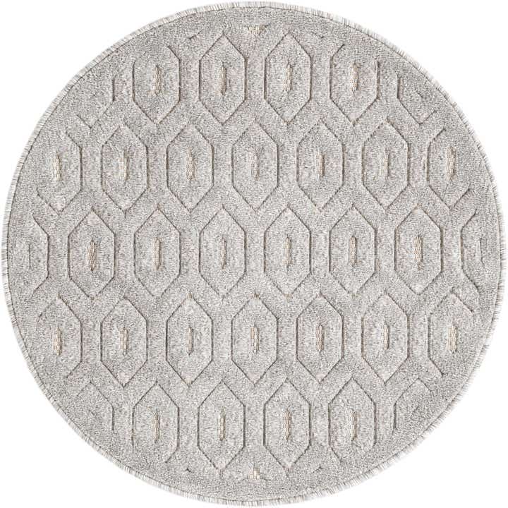 3' x 3' Easy-Clean Trellis Textured Indoor / Outdoor Round Rug