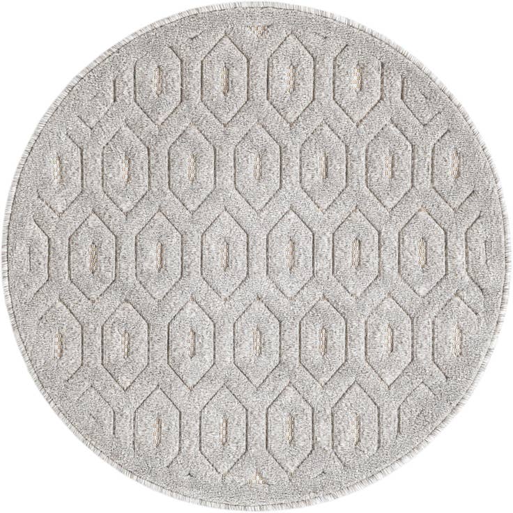 Detail image of 3' x 3' Easy-Clean Trellis Textured Indoor / Outdoor Round Rug