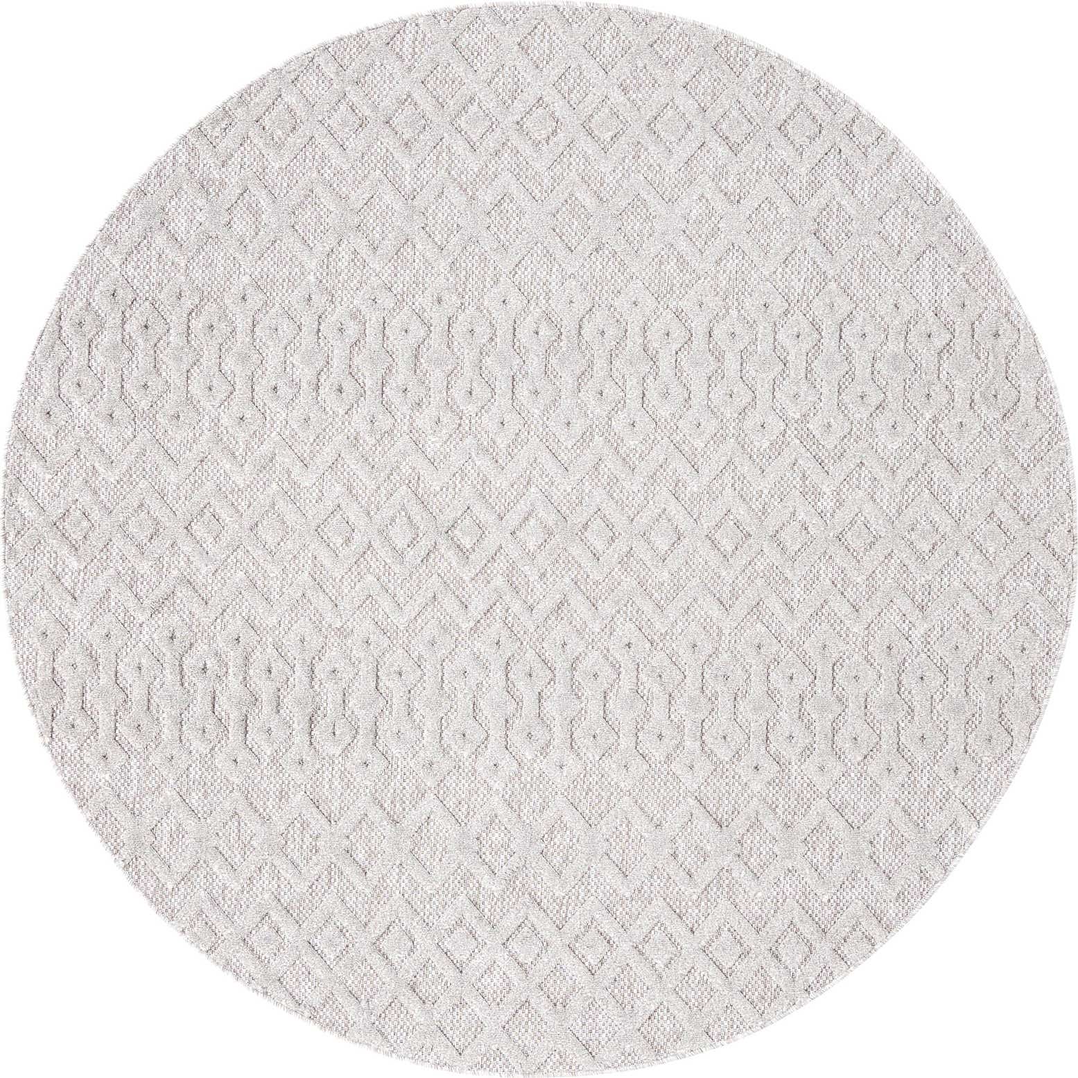 7' x 7' Easy-Clean Trellis Textured Indoor / Outdoor Round Rug