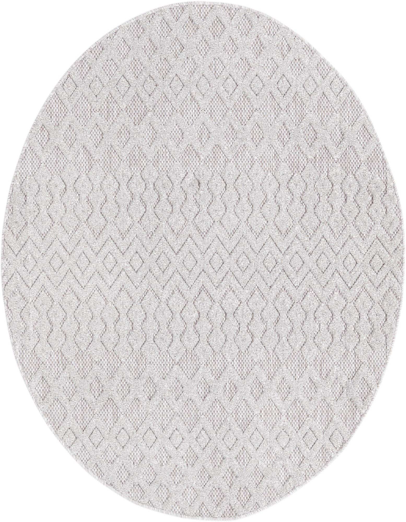 5' 3 x 5' 3 Easy-Clean Trellis Textured Indoor / Outdoor Round Rug