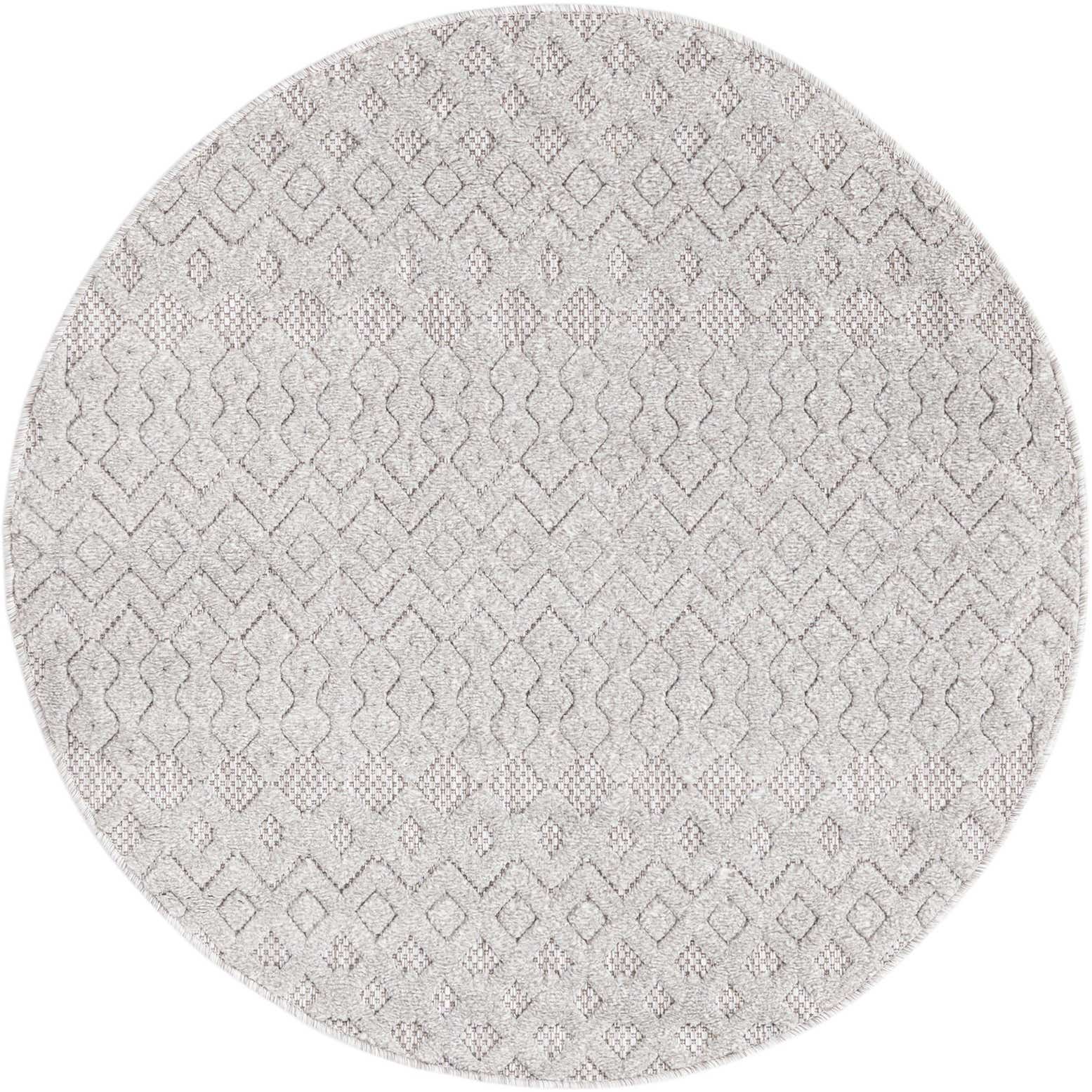 4' x 4' Easy-Clean Trellis Textured Indoor / Outdoor Round Rug